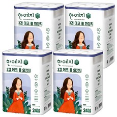 한예지 3겹 데코 천연펄프 고급롤화장지, 22m, 24롤, 4개