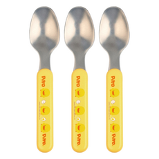 PiYOPiYO 黃色小鴨 不鏽鋼湯匙 表面小鴨俏皮可愛表情 適合幼童吃飯使用, 黃色, 3支