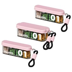 Hanbomnuri 外出旅行迷你藥盒 便攜式隔層藥盒 粉紅色, 4個