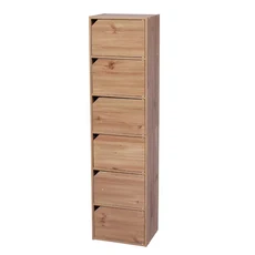 IRIS OHYAMA 愛麗思歐雅瑪 木質居家時尚附門六層櫃 MDB-6D, 原木色