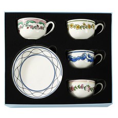 MAISON OBJET Poppy from Flower 四人茶杯組, 報春花 + 天竺葵 + 水仙花 + 繡球花, 1組