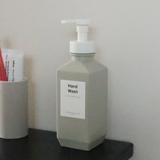 뉴앤룩 핸드워시 리필 용기 폴리 거품형 600ml + 핸드솝 스티커 세트, 1세트, 그레이