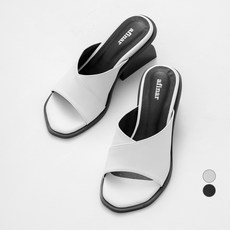 afinar 寬帶粗跟穆勒拖鞋 5cm, 230mm, 白色