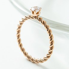 노이드비 여성용 써지컬스틸 큐빅포인트 얇은 꼬임 반지