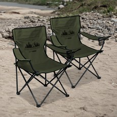 로티캠프 경량 접이식 휴대용 캠핑의자, 카키, 2개