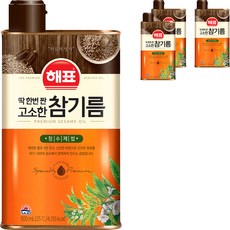 해표 딱 한번 짠 고소한 참기름, 500ml, 4개