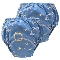我家寶貝 6層紗寶寶學習褲, 純棉, 吸水, 防水, S, 宇宙, 2件