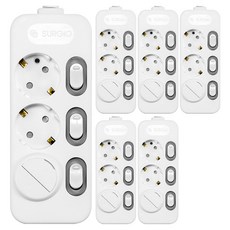 써지오 개별 멀티탭 3구 DH-2039-RT + 안전커버 랜덤발송 1p, 1.3m, 혼합색상, 6세트