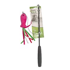 OurPets 三節式 伸縮逗貓棒 最新造型更換頭, 梅紅小魚, 1支