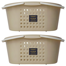 GINII 基尼 多功能衛浴橢圓提籃 MIT台灣設計製造, L(34.7 x 24.6 x 15.6cm), 奶茶色, 2個