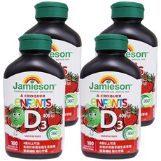 Jamieson 健美生 兒童維生素D3咀嚼錠 草莓風味, 100錠, 4罐