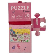 AVEnIR 隨身動物拼圖 粉紅農場 Set 28片, 1盒