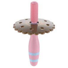 Richell 利其爾 輔助型乳牙刷 柔軟刷頭 餅乾造型護喉環, 1組, 1入