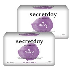 secretday Silky舒柔衛生棉, Superlong Overnight(43cm), 8片, 2包