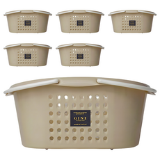 GINII 基尼 多功能衛浴橢圓提籃 MIT台灣設計製造, L(34.7 x 24.6 x 15.6cm), 奶茶色, 6個