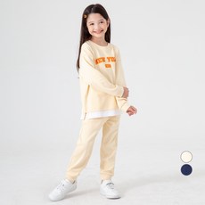 LollyTree 兒童款特厚雙面棉層次感大學T束口褲上下裝套組