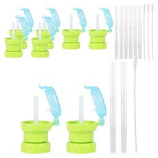 Bebelock 2個水瓶吸管蓋+2個矽膠吸管+清潔刷, 4組, 綠色