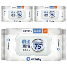 US baby 優生 75%酒精濕巾 超厚型, 1入, 3包