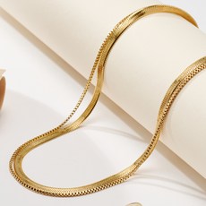 노이드비 여성용 써지컬스틸 심플한 두줄 스네이크 체인 목걸이