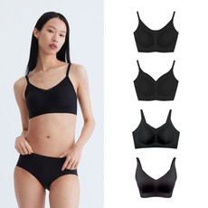 24hrs. 無感失憶內衣4件組 夏日黑色款