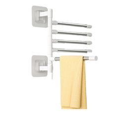 Home&Co 免鑽孔黏貼式浴室智能毛巾架, 銀色 + 白色