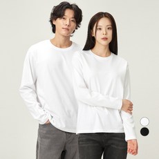 캐럿 남녀공용 고밀도 레귤러핏 긴팔 티셔츠 2종 세트