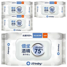 US baby 優生 75%酒精濕巾 超厚型, 1入, 4包