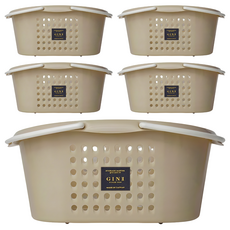 GINII 基尼 多功能衛浴橢圓提籃 MIT台灣設計製造, L(34.7 x 24.6 x 15.6cm), 奶茶色, 5個