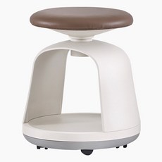 생활지음 벨 스툴 이동형, 크림화이트 + 브라운 가죽, 1개