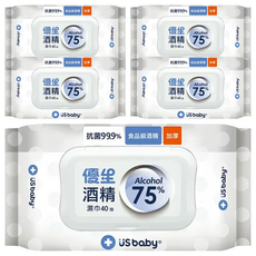 US baby 優生 75%酒精濕巾 超厚型, 1入, 5包