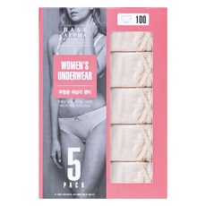 BASE ALPHA ESSENTIALS 女性用100%純棉40支無螢光布料中腰內褲 5件組, 杏色, 5個
