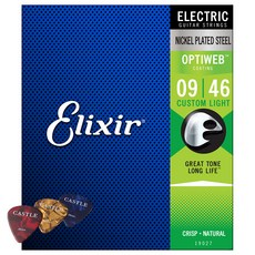 Elixir OPTIWEB 鍍鎳 0946 Custom Light 電吉他弦 + Castle 彈片, 19027, 單一顏色 + 隨機出貨, 1套