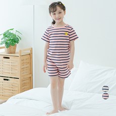 LollyTree 兒童純棉短袖條紋重點五分家居服