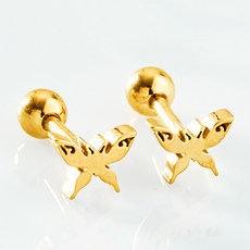 노이드비 여성용 써지컬스틸 플랫 미니나비 피어싱 2p