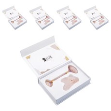 BEAUTYOUNG 妝漾 冰晶玉石按摩禮盒, 天然粉晶玉石, 臉部按摩工具套裝, A337, 5盒