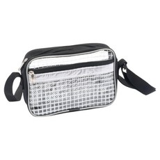 工具仁 隨身款網格斜背無塵包 PVC材質 防水材質 可調式背帶, 小款(25 x 16 x 6cm), 透明