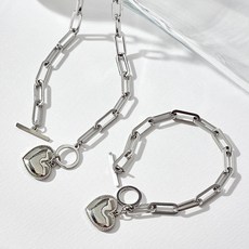 noid-b 手術鋼縫線胖胖愛心項鍊手鍊套組