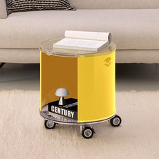 뮤레브 철제 미드센츄리 모듈 이동식 협탁 높은 원형, 옐로우, 1개