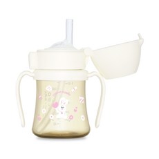 그로미미 노티드 PPSU 유아용 빨대컵 1단계, 200ml, 1개, 크림 버니