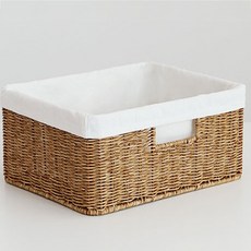 Nature Living 藤編收納籃 L號+內襯布, 混色, 1組