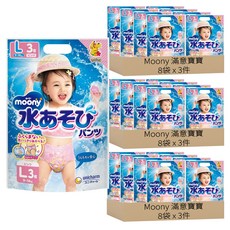 滿意寶寶 moony 玩水褲褲型尿布女童款, L, 72片