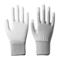 嘉鴻牌 合手型棉紗加碳纖維絲手套 pu塗掌手套 L碼 10雙, 灰色, 1包