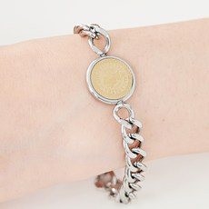 노이드비 여성용 써지컬스틸 투톤 엘리자베스코인 일체형 체인팔찌