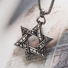 noid-b 男士醫療鋼六角大星雙面墜飾復古鑄造項鍊