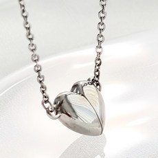 노이드비 여성용 써지컬스틸 통통하트 라인 일체형 목걸이