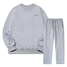 코지레이먼트 남성용 클래식 스몰로고 기모 맨투맨 트레이닝 상하의 세트