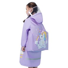 JAR嚴選 防水防風兒童雨衣 紫色獨角獸 3XL 1入