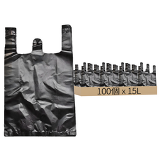 bukuk 一般超市塑膠袋 4號 黑色, 100個, 15L
