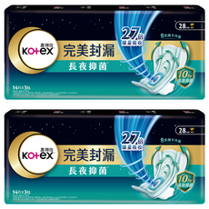 Kotex 靠得住 網層系列 完美封漏長夜抑菌夜用衛生棉, 28cm, 42片, 2包