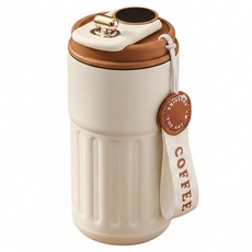 316咖啡杯 450ml 不鏽鋼內膽 PP杯蓋, 咖啡色, 1個